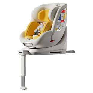 qborn小海豚pro米色儿童安全座椅新生儿通风宝宝婴儿0-7岁汽车载