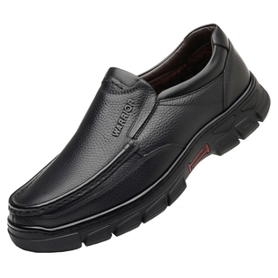 回力皮鞋男冬季真皮加绒休闲鞋中老年男士防滑软底商务厚底爸爸鞋