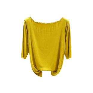 木耳领五分袖打底衫女夏薄款莫代尔圆领T恤纯色短袖百搭上衣内搭