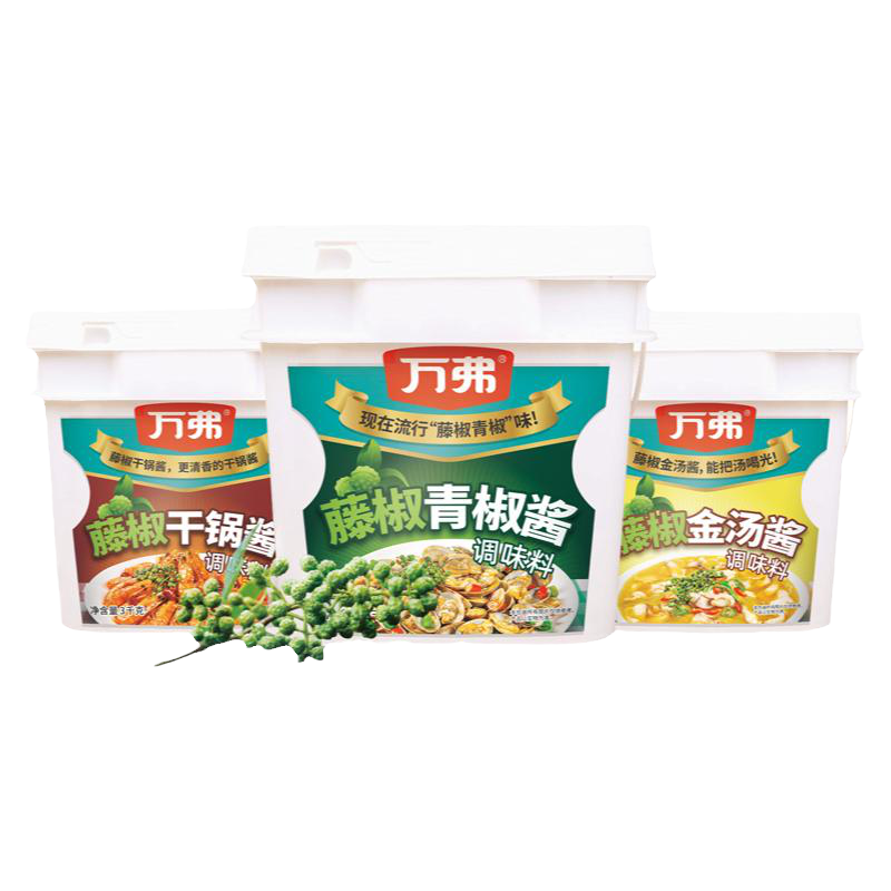 万弗藤椒青椒酱金汤酱干锅酱3KG四川特产拌饭酱拌面酱凉拌调味料