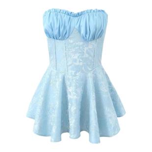 公主蓬蓬裙夏季女装2024新款甜美鱼骨收腰显瘦小个子迷你抹胸短裙