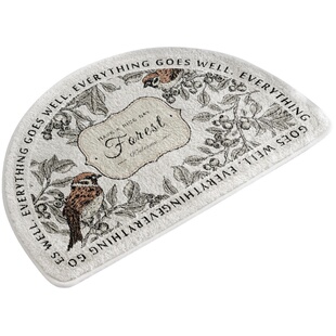 美式手绘花鸟田园碎花卫生间半圆地毯垫浴室门口防滑垫吸水脚垫子