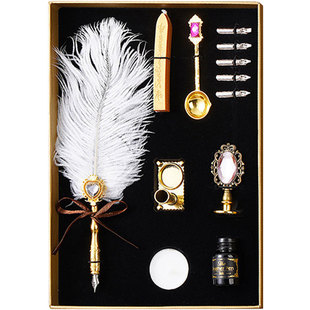 孔雀羽毛笔复古风英伦蘸墨钢笔送人店庆开业商务文创伴手生日礼物