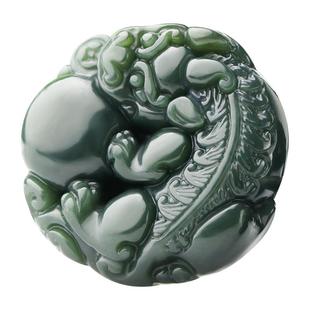 念玉新疆和田玉坠挂件男女手雕皮丘项链坠天然黑青玉貔貅吊坠细料