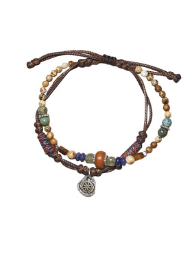 7in 925银手链【今昔】原创小众秋冬复古双层情侣手作手链15+3cm