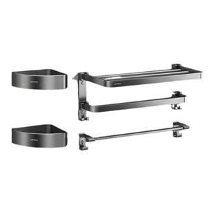 九牧挂件枪灰套装浴巾毛巾架子打孔免打孔卫生间置物收纳太空铝