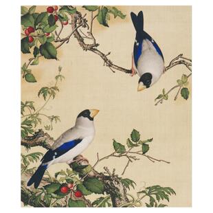 郎世宁花鸟高清艺术微喷画心宫廷国画客厅玄关书房酒店挂画装饰画