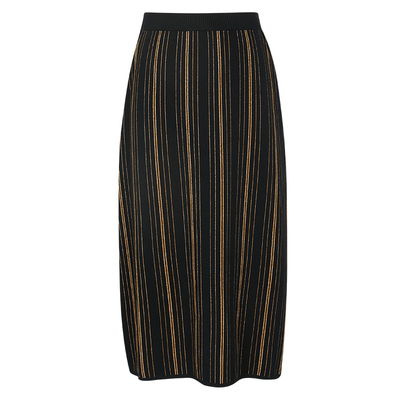 KD女罗纹裙腰针织条纹半身长裙