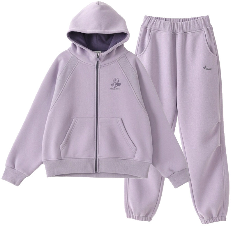 迪士尼女童休闲套装秋冬装儿童运动服大童卫衣卫裤青少年加绒加厚