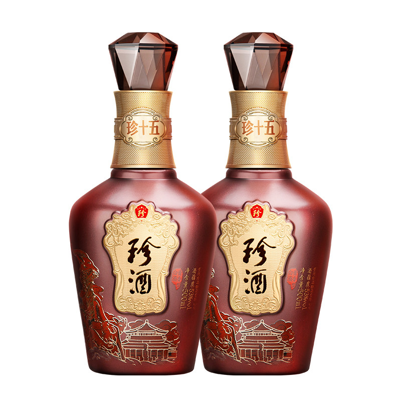 【官方授权】珍十五(五羊献瑞)53度酱香型白酒500mL*2纯粮酿造