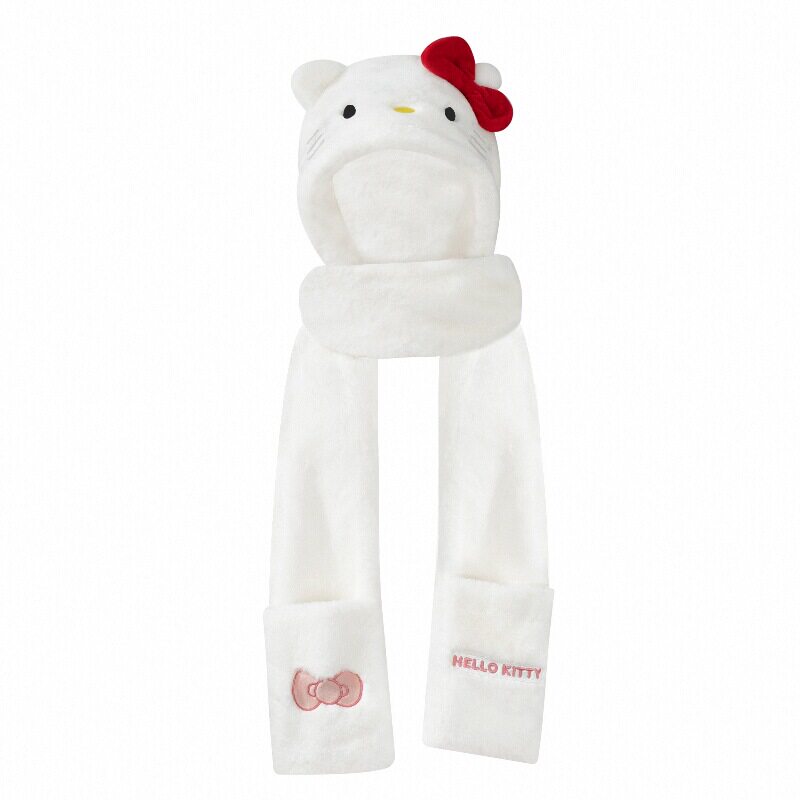 Hello Kitty帽子围巾手套三件套女毛绒加厚冬季保暖学生送礼