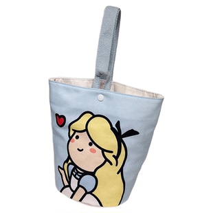 水桶帆布手提包学生手拎包袋生日伴手礼收纳袋可爱公主印花布袋女