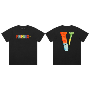 VLONE FRIENDS-系列 手绘风大LOGO立体印花短袖夏新款T恤男女同款