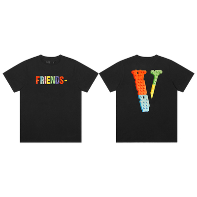 VLONE FRIENDS-系列 手绘风大LOGO立体印花短袖夏新款T恤男女同款
