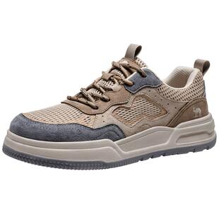 骆驼男鞋2026夏季轻盈透气网面鞋厚底增高休闲运动鞋百搭滑板鞋