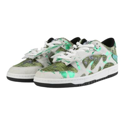 定制皮料艺术品绿蛇纹翅膀鞋