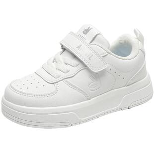 安奈儿儿童板鞋2026新款春秋款男童鞋子小白鞋皮面女童白色运动鞋