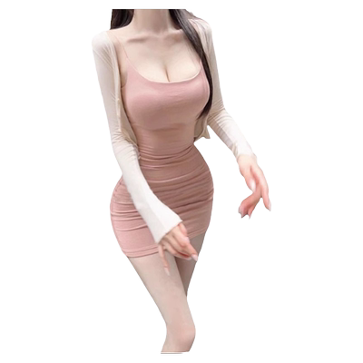 辣妹包臀裙低胸性感吊带连衣裙女