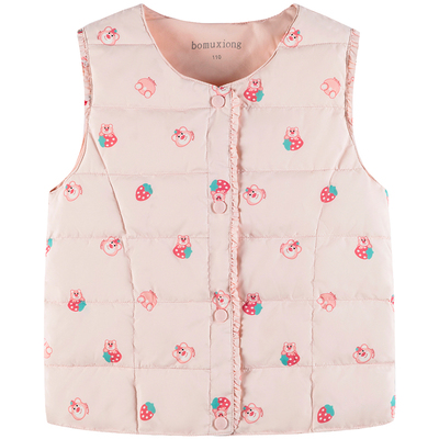 草莓熊羽绒马甲轻薄保暖新国标