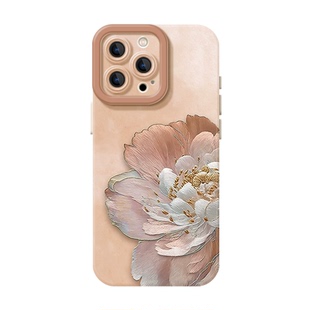 适用苹果17promax刺绣牡丹花手机壳iPhone16新款15pm中国风12高级感13mini复古14女款x硅胶xr防摔xs套8plus/7