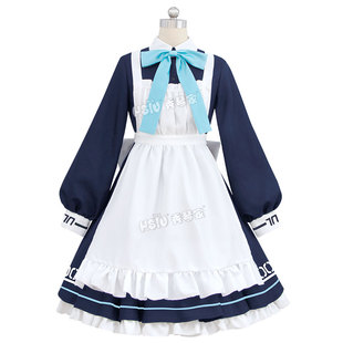 秀琴家 才羽绿cos服装才羽桃井女仆装 蔚蓝档案 耳朵尾巴光环道具