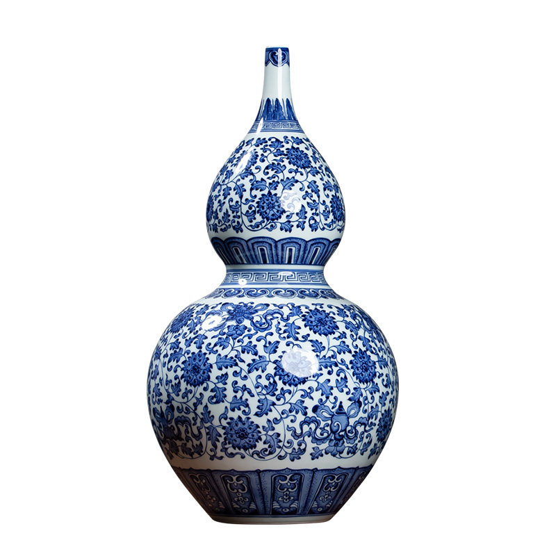 钟家窑葫芦瓶景德镇陶瓷花瓶摆件青花瓷新中式瓷瓶仿古瓷器装饰品