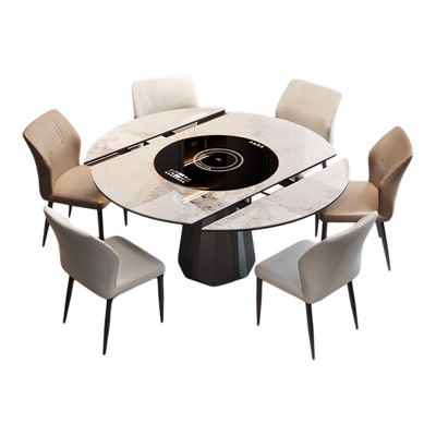 蒂梵拉梅花餐桌伸缩暖菜带电磁炉