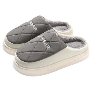 防水棉拖鞋男士秋冬季2025新款室内家居防滑保暖大码棉拖男款冬天