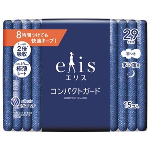日本大王elis爱璐茜素肌姨妈棉柔2倍透气护翼29cm15片超薄卫生巾