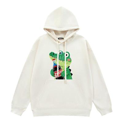 i.tGROUNDZERO2025秋冬汽水鳄鱼情侣款灰色连帽长袖卫衣上衣