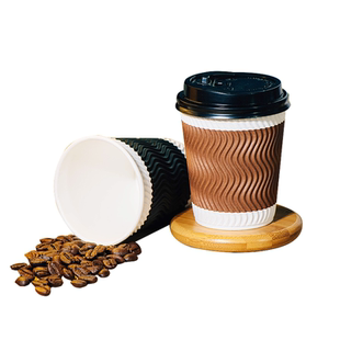 纸杯一次性杯子水杯加厚加硬防烫咖啡杯家用隔热茶杯瓦楞杯热饮杯