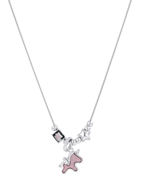 马上好运粉色小马毛衣链钛钢项链