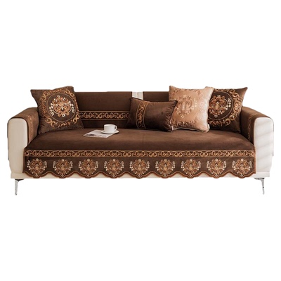 高级感山茶花刺绣短毛绒欧式