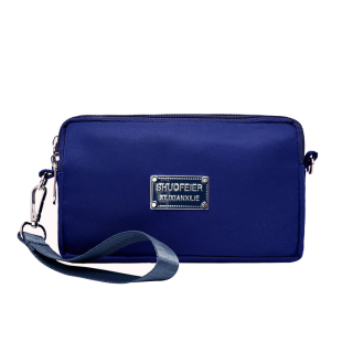 手拿包两用青年手机零钱包尼龙帆布斜挎小包包多层拉链迷你手抓包