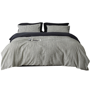 极简侘寂风丨四件套全棉纯棉床单被套黑白条纹男生轻奢高级感床品