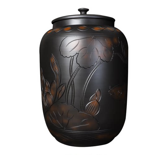 【滇匠企业店】陶瓷水缸家用储水用建水紫陶水缸茶道储水抽水桶净