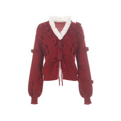 wanatry羊毛花朵领口可拆卸毛衣