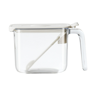 日本调料罐翻盖家用厨房糖盐味精调料盒带勺子控量密封防潮收纳盒