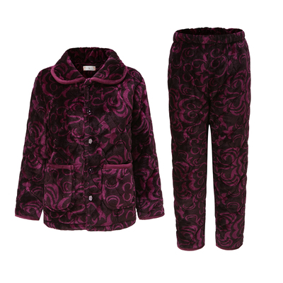 珊瑚绒加绒加厚妈妈大码保暖睡衣