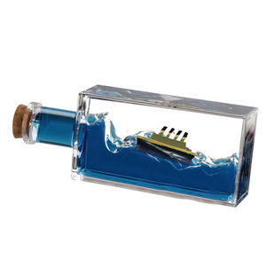 永不沉没泰坦尼克号流体漂流瓶摆件生日礼物情侣小创意桌面瓶中船