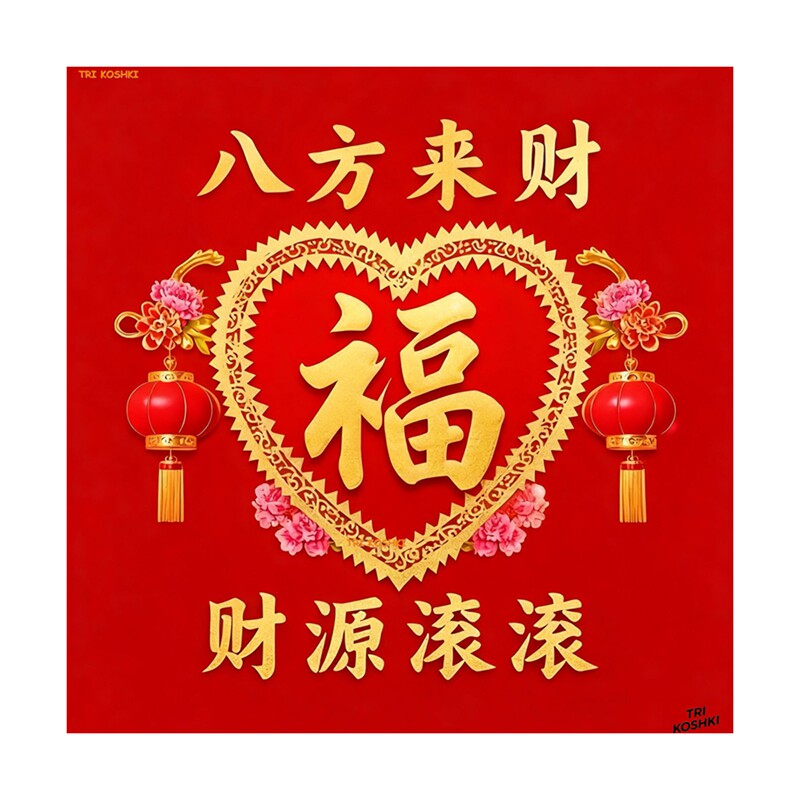红色福字墙贴玄关客厅装饰贴纸中式传统财源滚滚招财进宝贴画定制