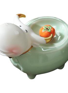 素茗国潮牛柿大吉香插陶瓷摆件
