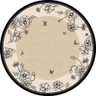 圆形地毯客厅法式复古中古风2025新款卧室床边衣帽间椅子摇椅地垫