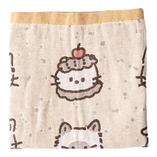 枕巾纯棉可爱猫儿童全棉纱布防头油枕头巾卡通棉纱一对