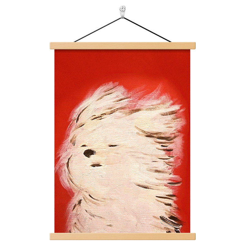 潦草小狗简约卡通创意装饰画趣味