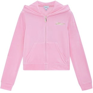 Juicy Couture【30周年系列】零压弹力丝绒橘滋外套女刺绣上衣