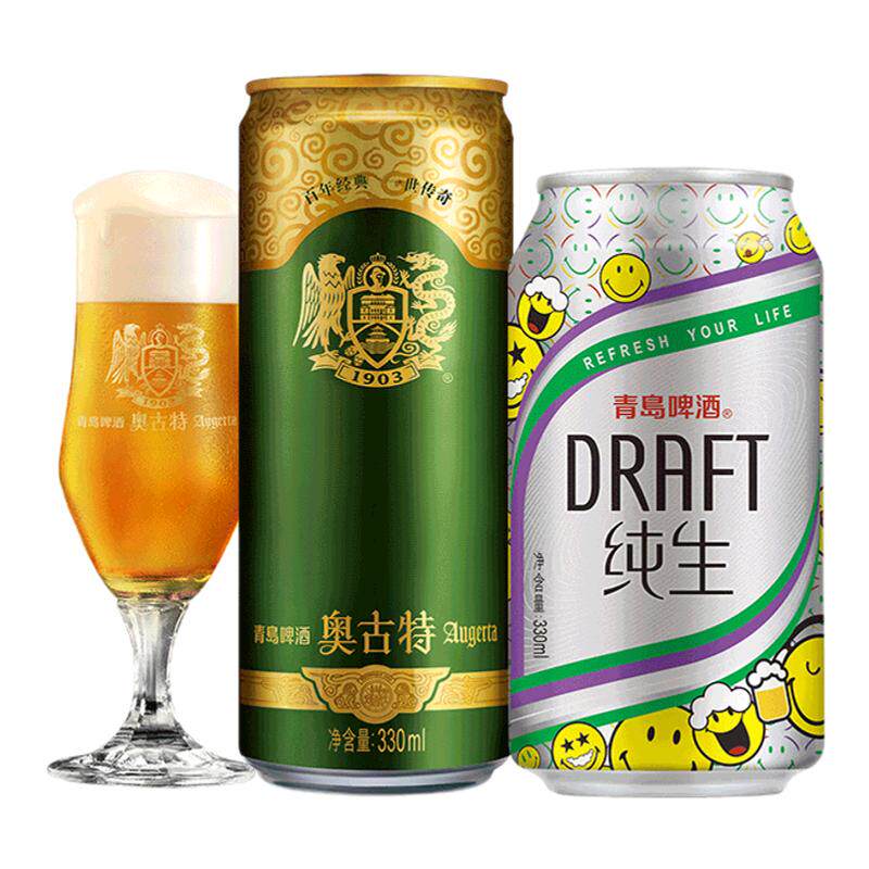 青岛啤酒奥古特330ml*6听+青岛啤酒纯生330ml*6听共12听