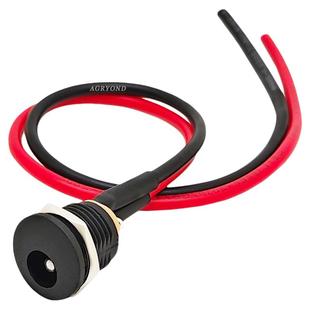 DC022电源母座 5.5*2.1/2.5mm带1平方线直流充电接口母插座带螺纹