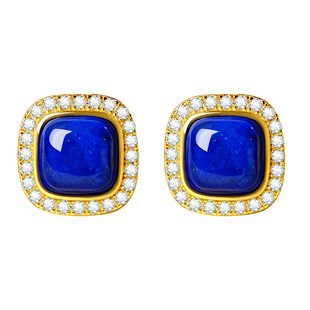 宫里上新青金石耳饰女小方糖耳钉新中式秋冬耳环生日礼物送妈妈