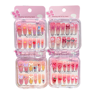 卡通儿童穿戴甲甜美可爱女童指甲贴防水2026新款小女孩礼物玩具立体贴纸小学生长款显白新年美甲贴片软甲片